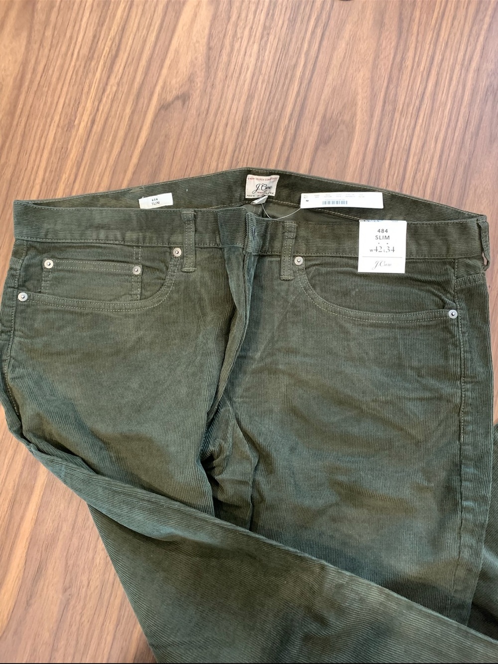 J. Crew Slim Corduroy Men’s Jeans in Olive Green